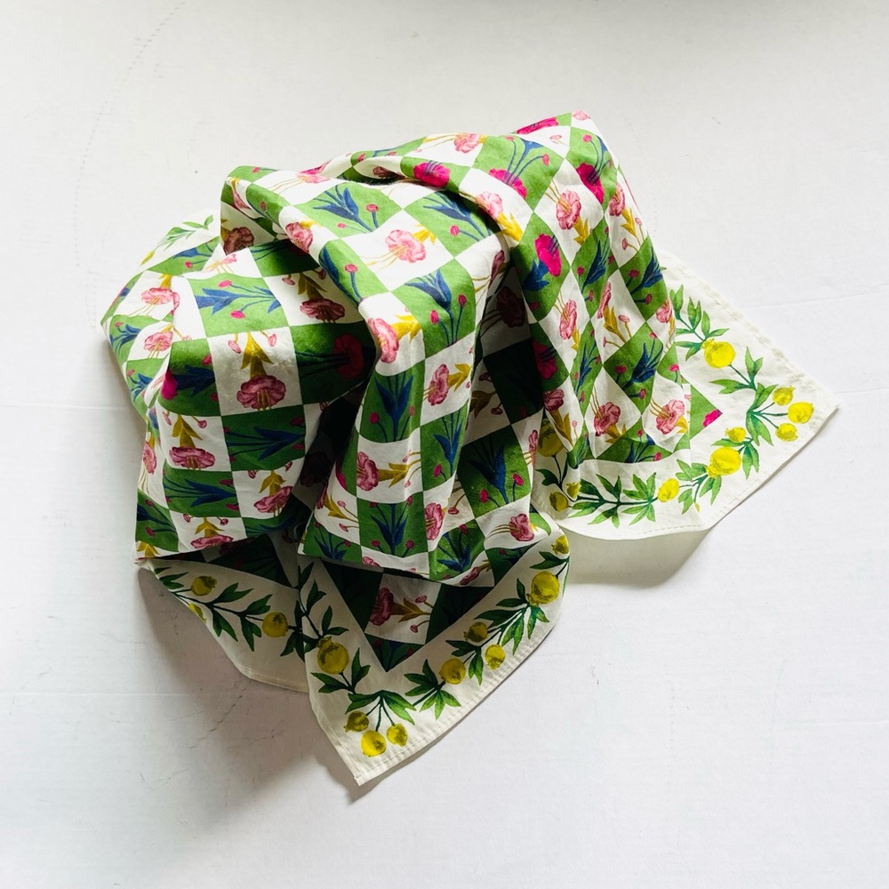 New With Tag 2021 Tory Burch 24”x24” Seed Box Woven Ribbons 100% Cotton Scarf